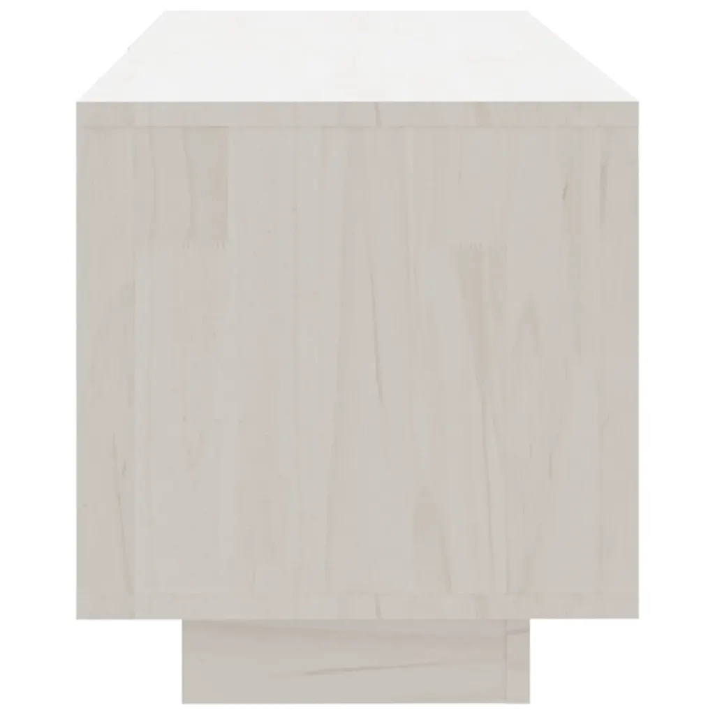 Mobile Porta TV Bianco 110x30x33,5 cm in Legno Massello di Pino 809889