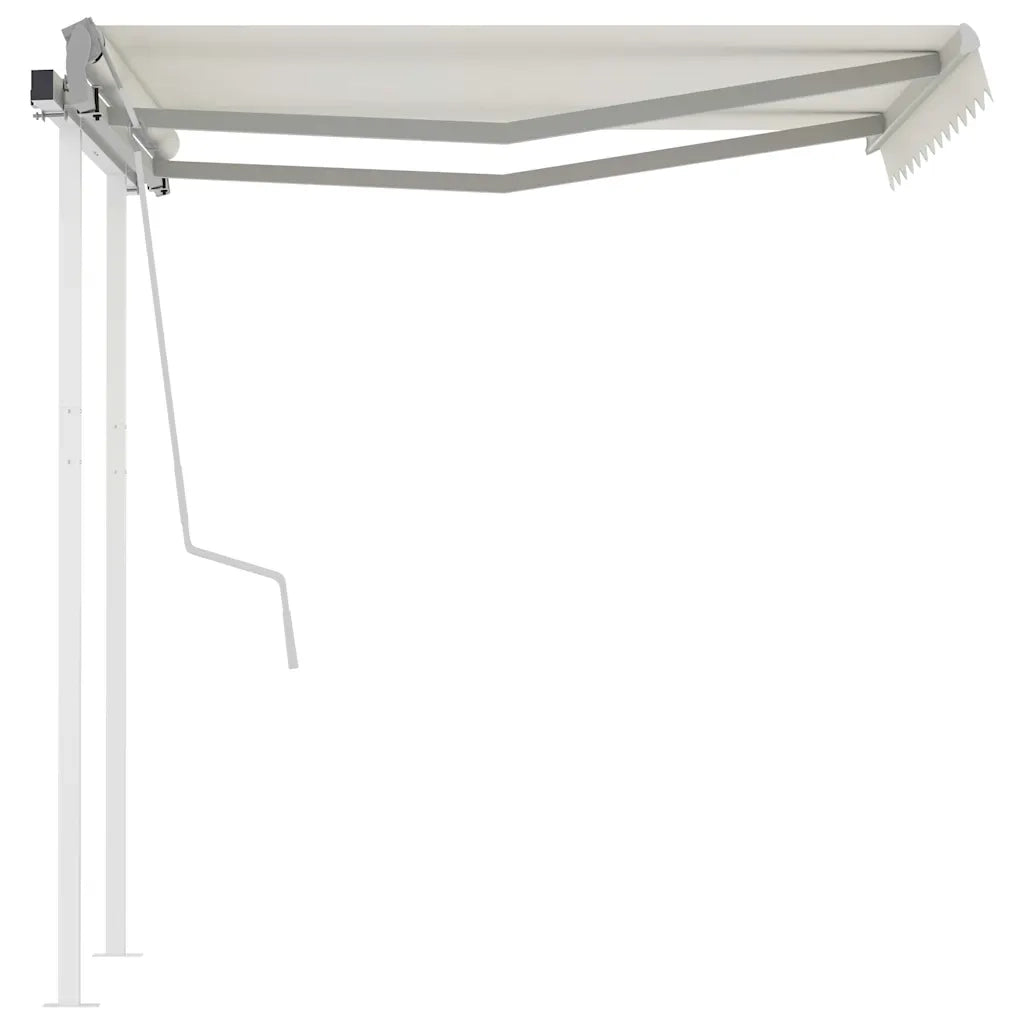 Tenda da Sole Retrattile Manuale con Pali 3x2,5 m Crema 3069897