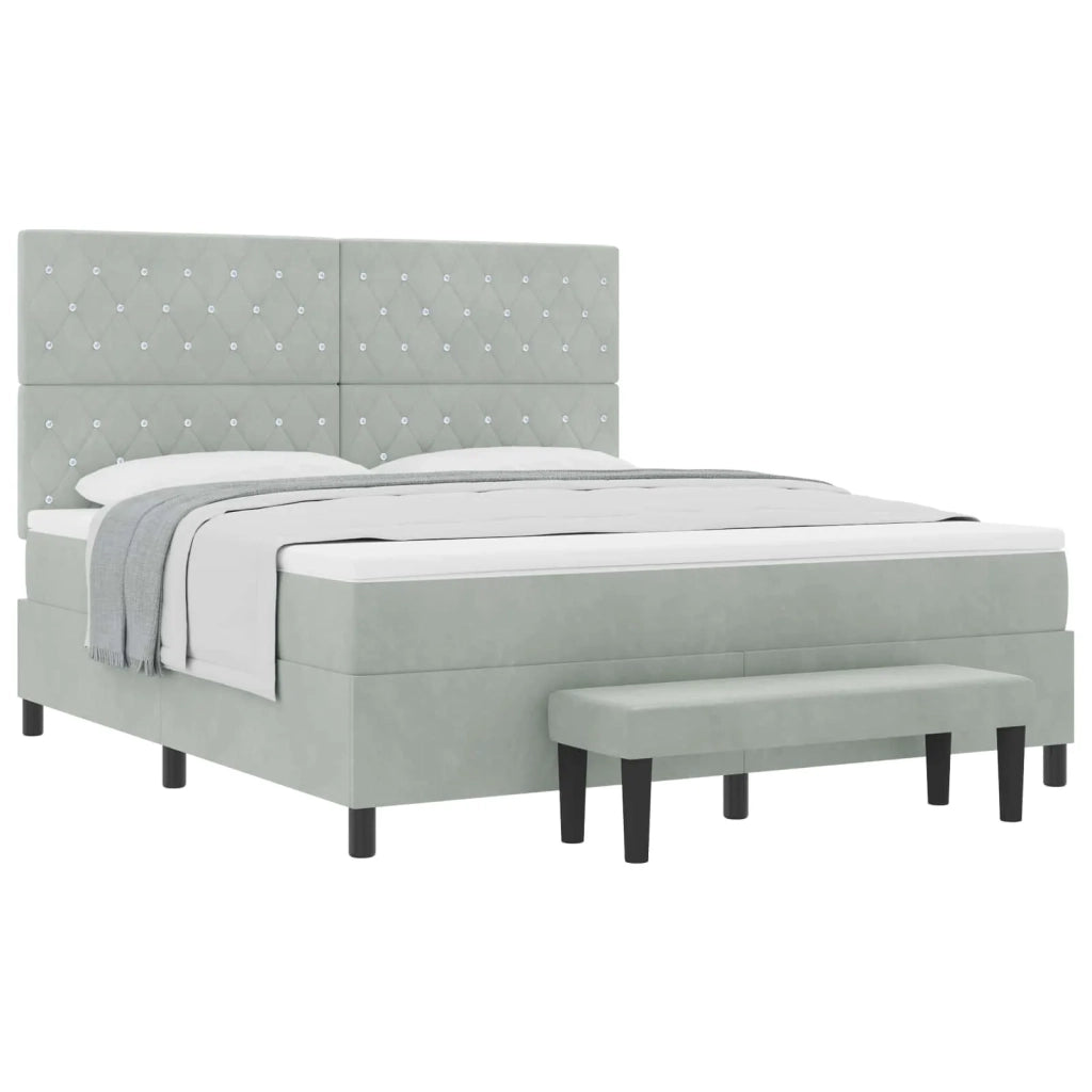 Letto a molle con testiera Grigio chiaro 200 x 180 cm Velluto 3344462