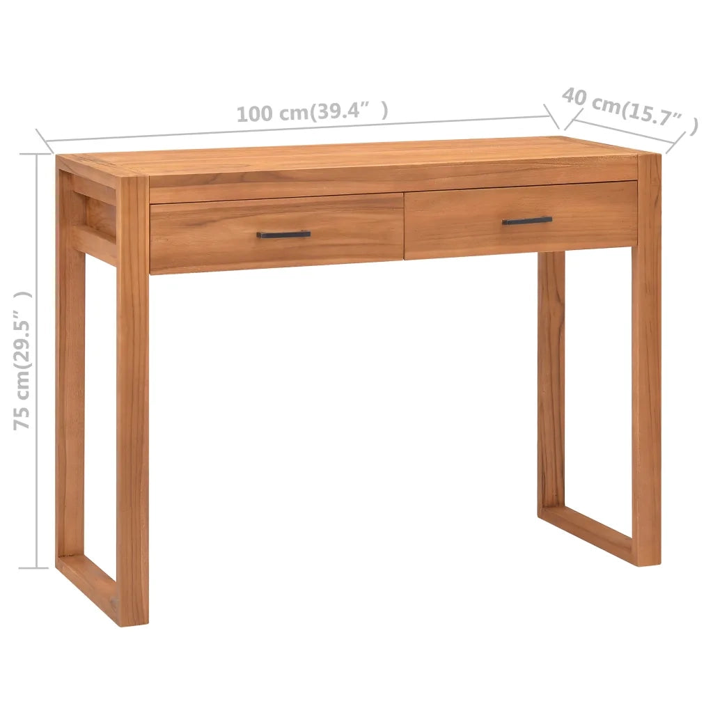 Scrivania con 2 Cassetti 100x40x75 cm Legno di Teak Riciclato cod mxl 71053