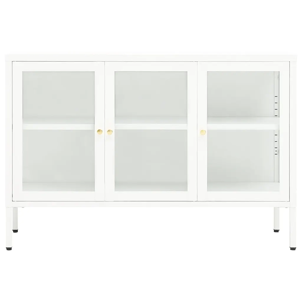 Credenza | Madia | Buffet da pranzo | Armadio da pranzo Bianca 105x35x70 cm in Acciaio e Vetro