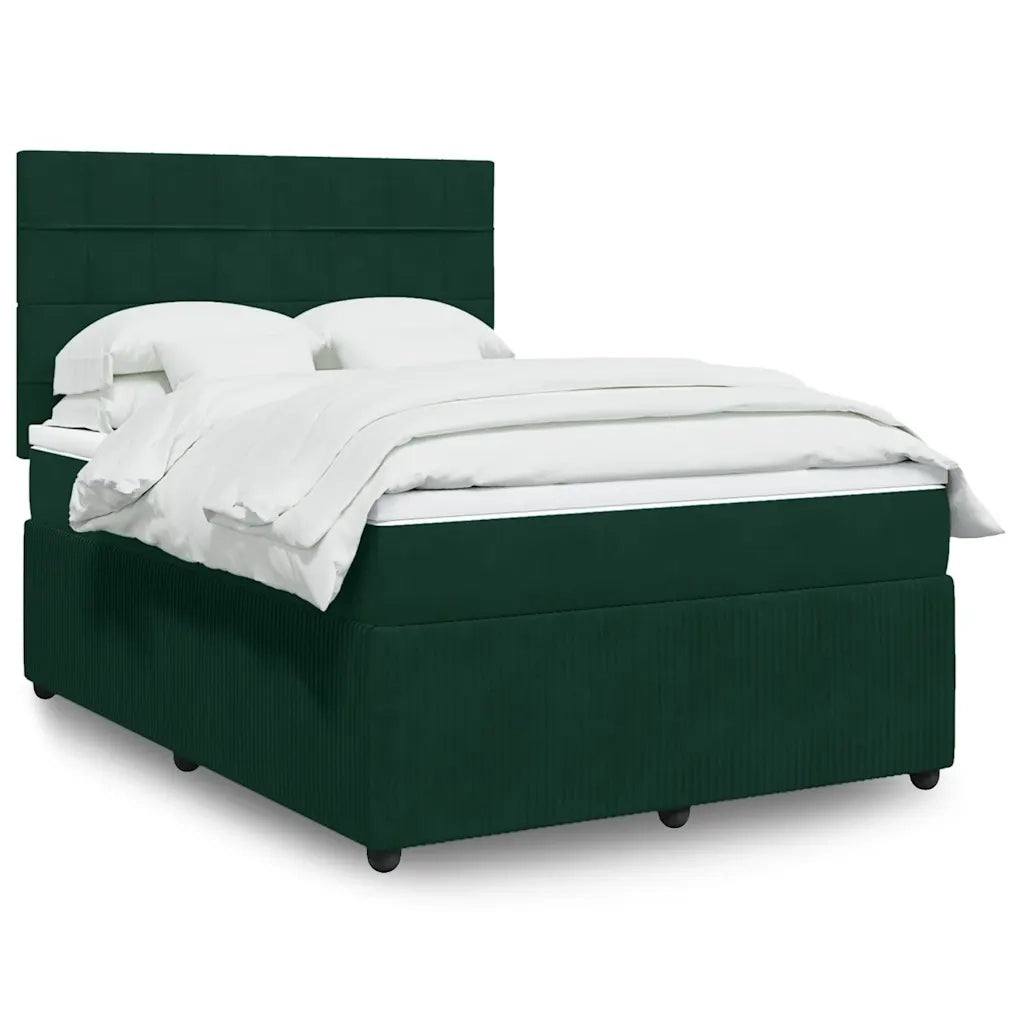 Giroletto a Molle con Materasso Verde Scuro 140x200 cm Velluto