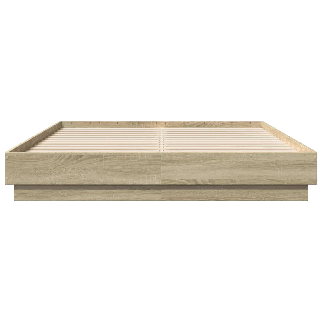 Giroletto con Luci LED-Struttura Letto Rovere Sonoma 120x200 cm