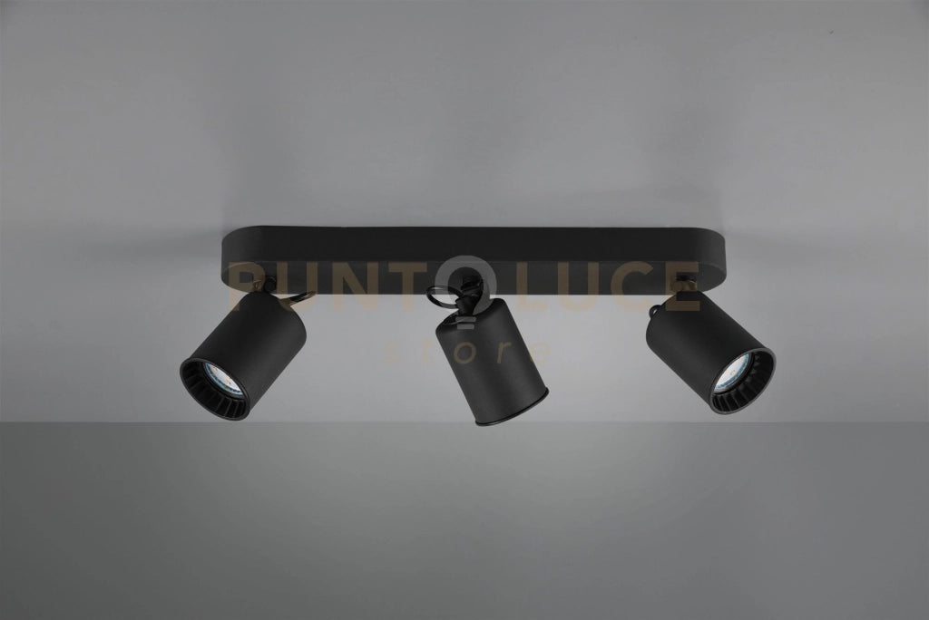 PAGO BARRA 3 SPOTS CILINDRI METALLO NERO L. 41CM 3 LUCI ATTACCO GU10