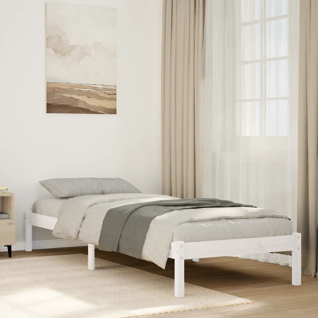 Letto Extra Lungo senza Materasso Bianco 100x210 cm in Pino 852405