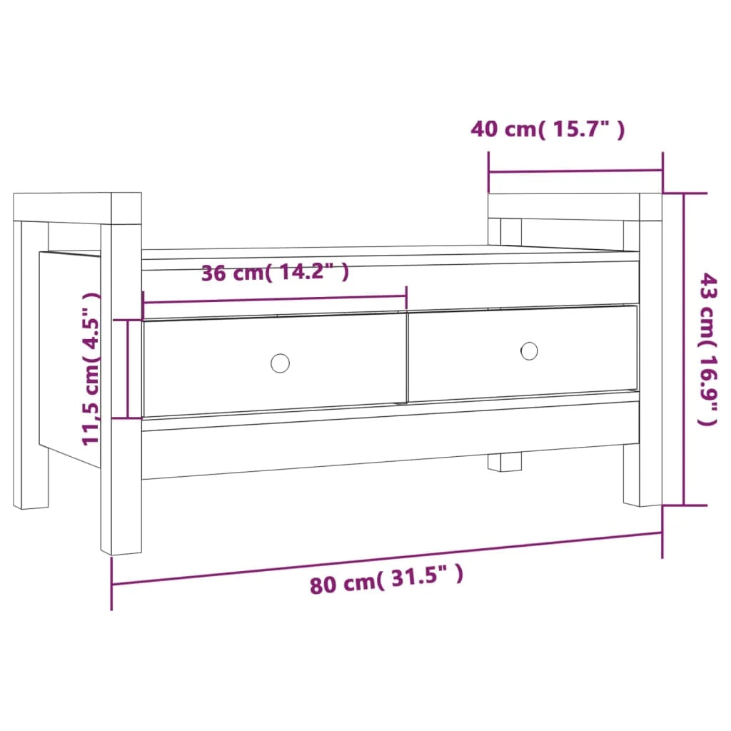 Panca da ingresso 80 x 40 x 43 cm in legno massello di pino grigio 02_0010946