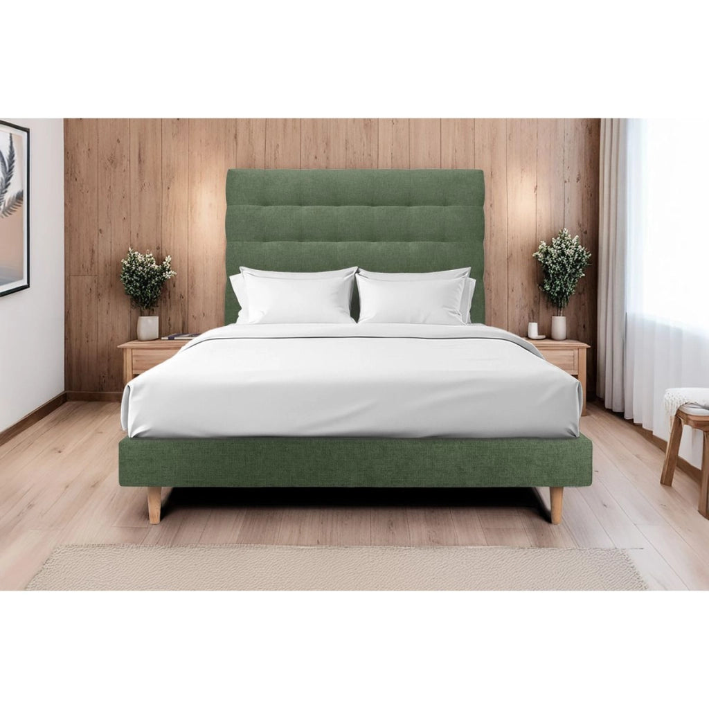 Letto 150x190 cm con testata imbottita - Tessuto Tela opaca