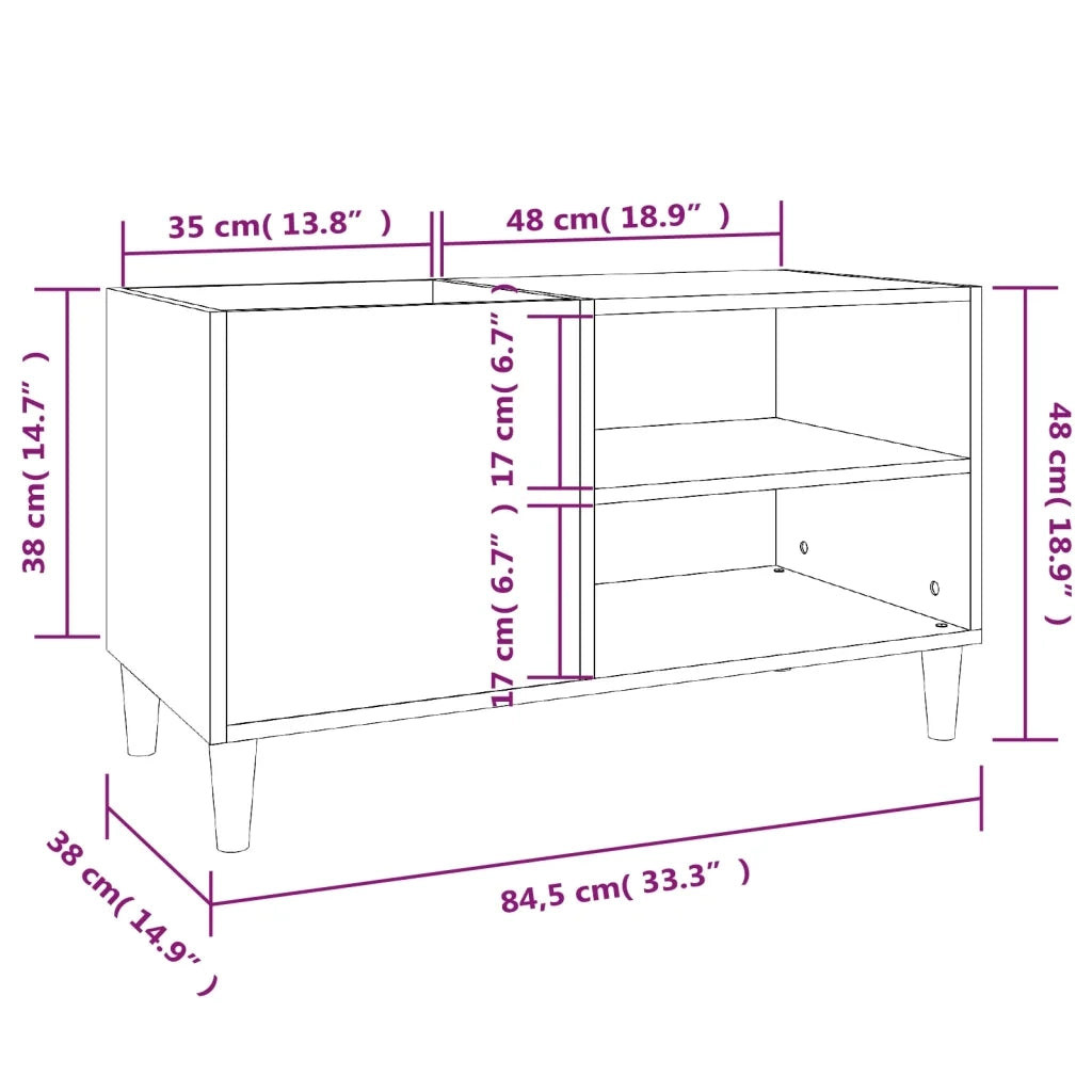 Mobile Porta Dischi Bianco 84,5x38x48 cm in Legno Multistrato 831949