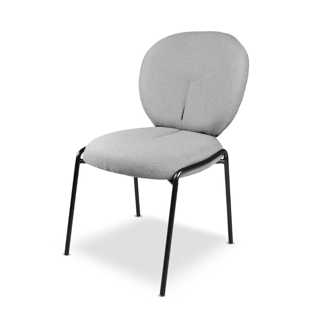 Set 2 Sedie da pranzo tessuto teddy grigio Sirio 53x39x94h