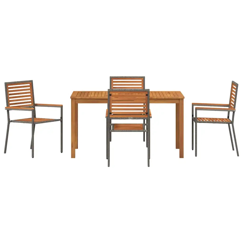 Set da Pranzo per Giardino 5 pcs Grigio