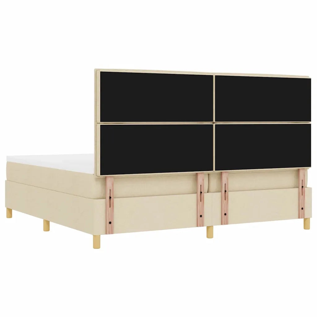 Letto a molle con materasso Crema 200 x 200 cm Tessuto 3344252