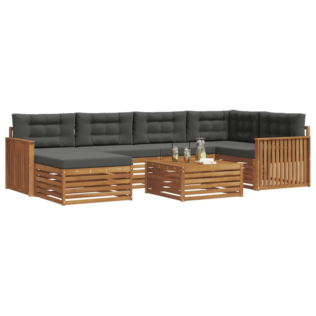 Set di divani da esterno con cuscino 7 pcs Naturale e Antracite