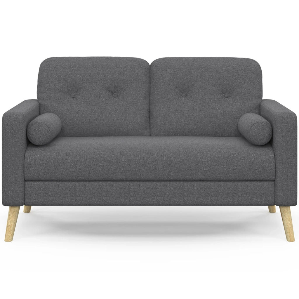 IDMarket - CLAIRE Divano scandinavo dritto a 2 posti in tessuto grigio antracite