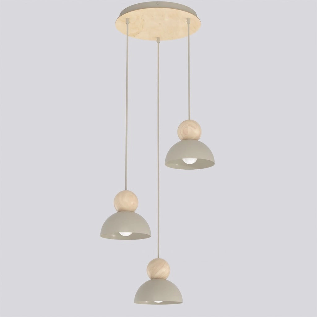Lampada a sospensione KAKI in acciaio mokka e legno naturale
