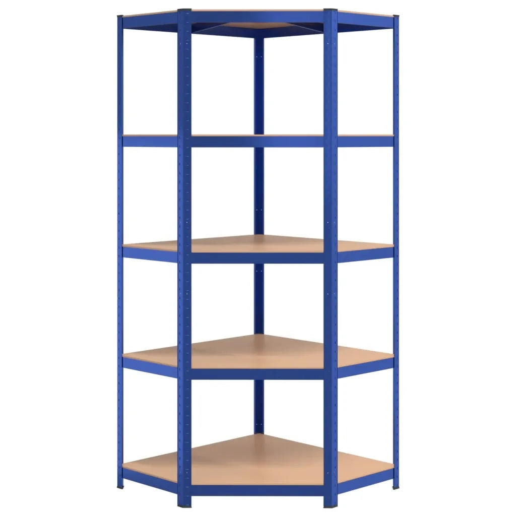 Mensole a 5 Ripiani 2pz Blu in Acciaio e Legno Multistrato cod mxl 39053