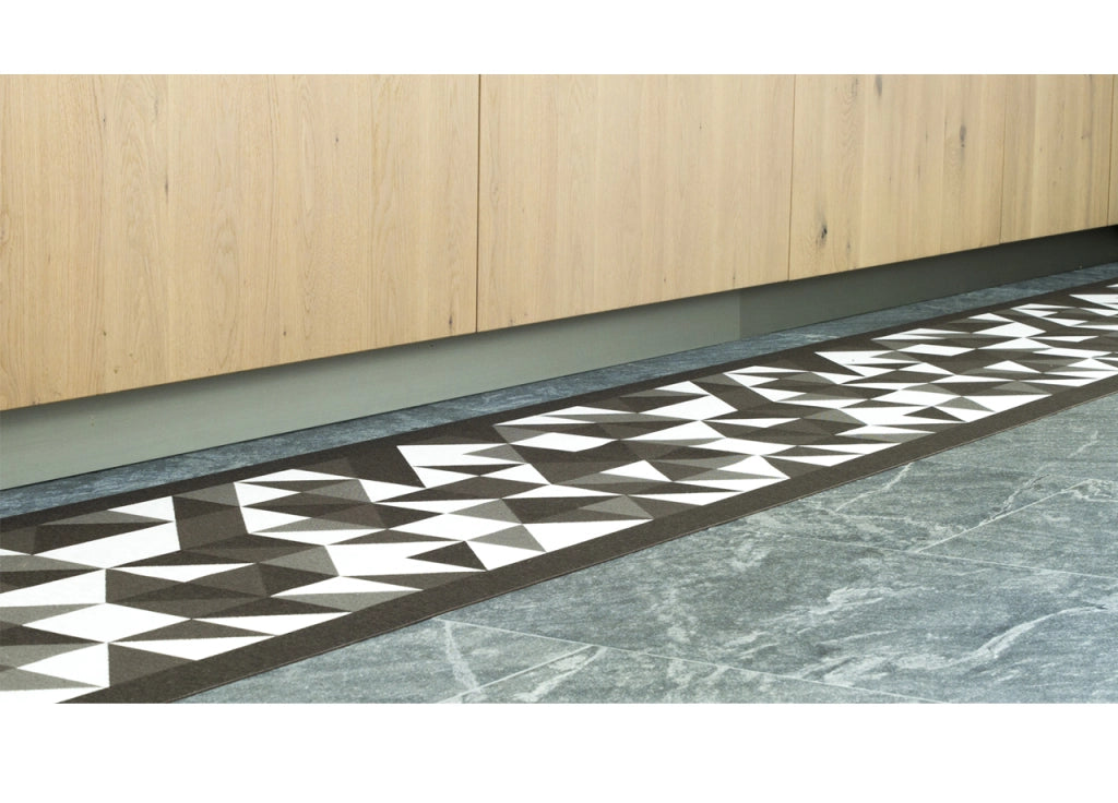 Tappeto Passatoia Cucina Antiscivolo In Tessuto Jacquard Disegno Origami Fango - 57x400 - Fango