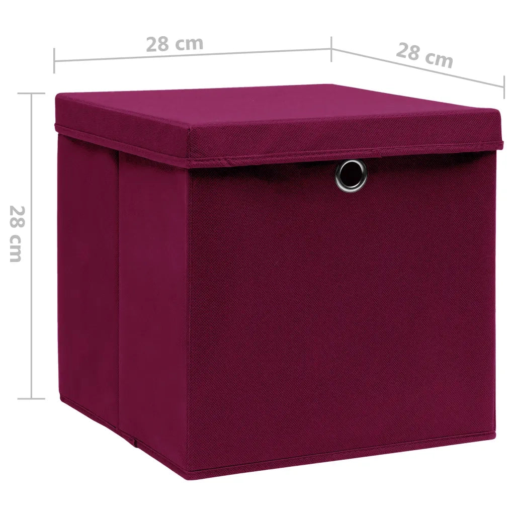 Contenitori con Coperchi 4 pz 28x28x28 cm Rosso Scuro 325200