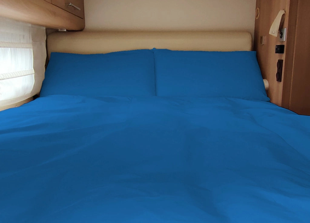 Lenzuolo Sopra Cordonetto Camper Roulotte 100% Cotone PERSONALIZZABILE Tinta Unita - Singolo - Avio