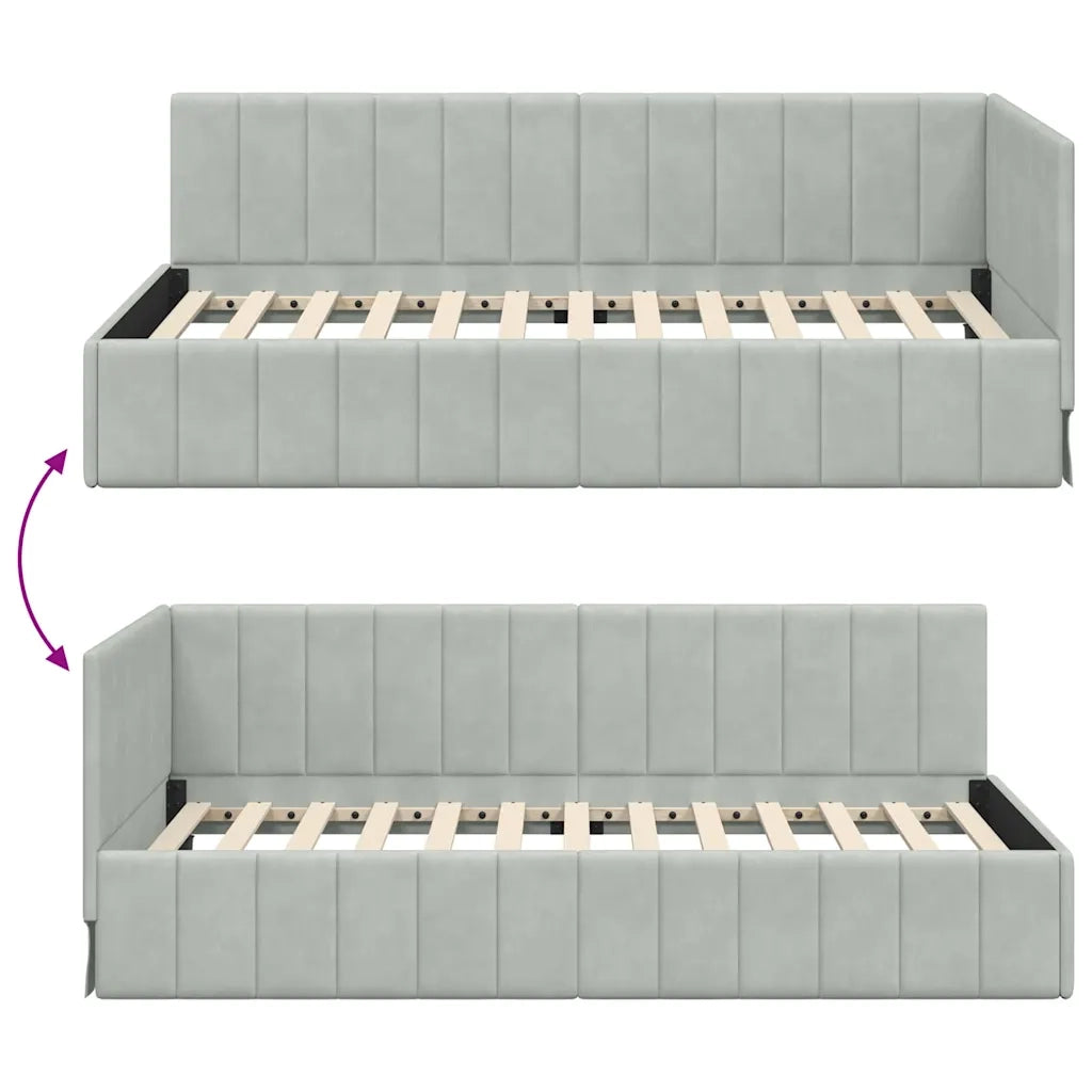 vidaXL Cornice del letto ad angolo Grigio chiaro 100 x 200 cm Velluto