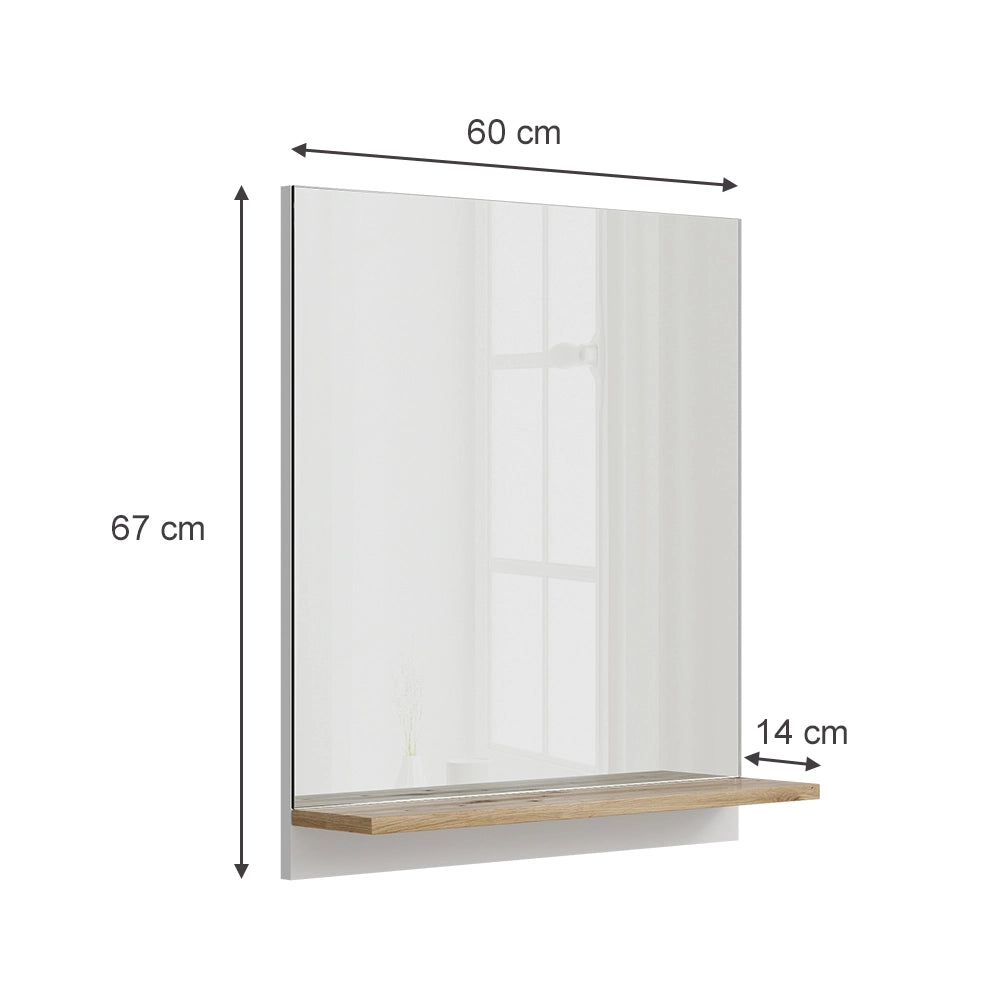 Vicco Specchio contenitore bagno Bianco 60 x 67 cm con ripiano