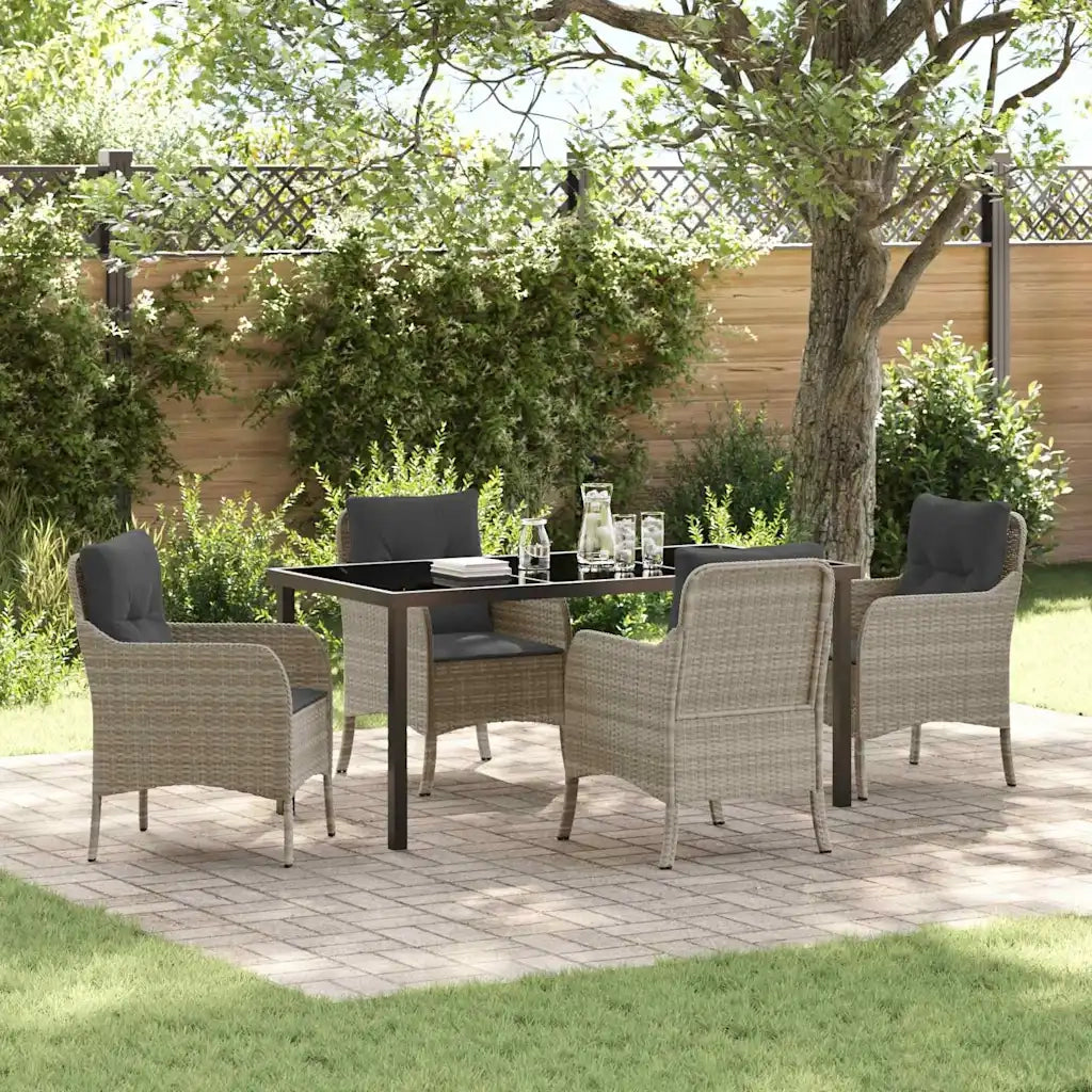 Set da Pranzo per Giardino 5 pcs Grigio chiaro polyrattan 3380186
