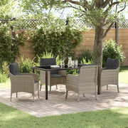 Set da Pranzo per Giardino 5 pcs Grigio chiaro polyrattan 3380186