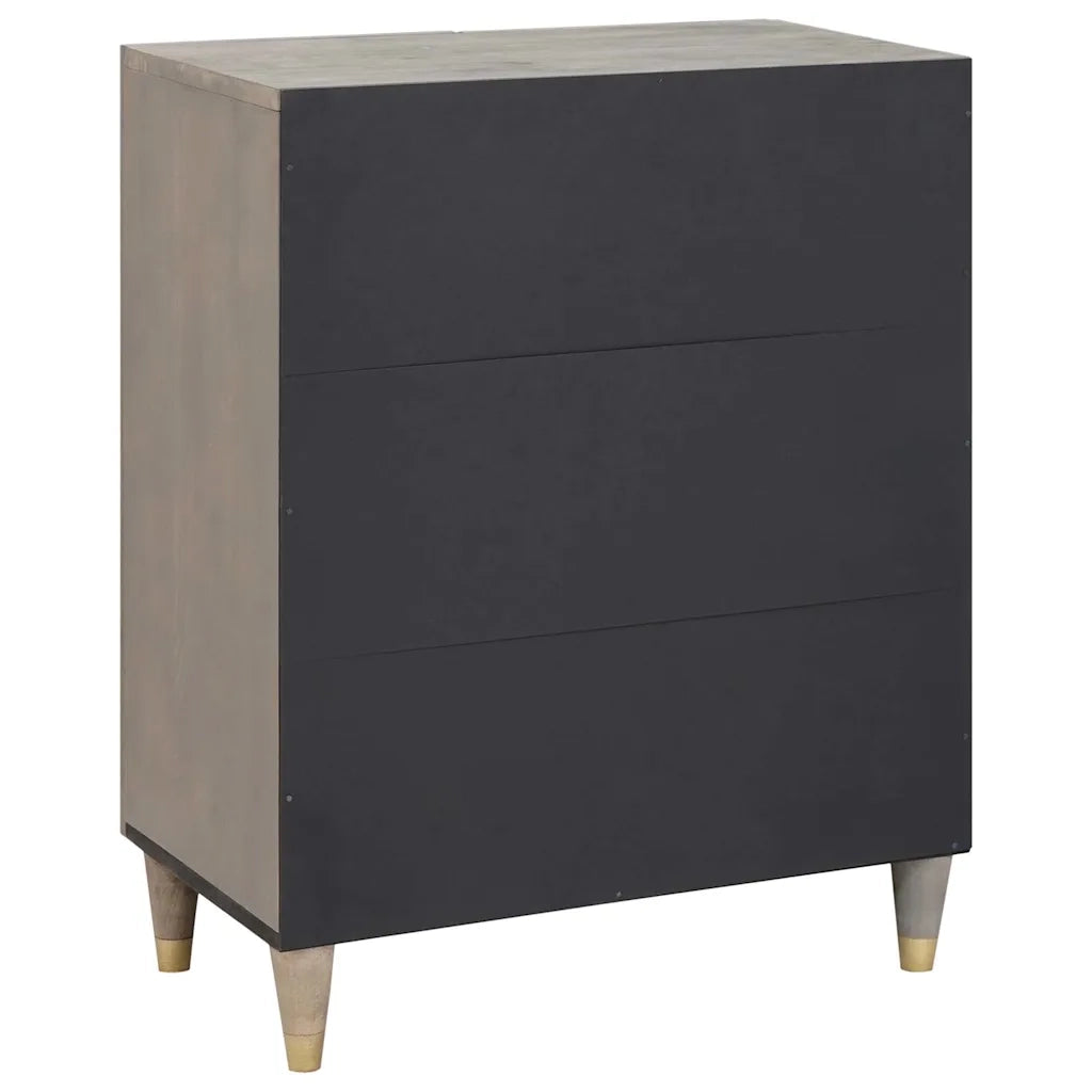 Credenza | Madia | Buffet da pranzo | Armadio da pranzo Grigio e Oro 60 x 33 x 75 cm Legno di mango massello