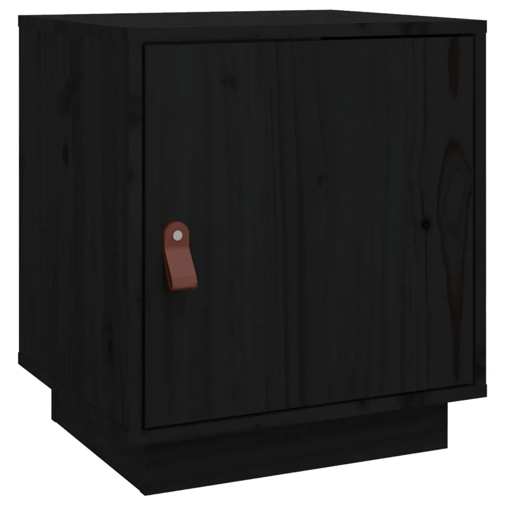 Comodino-Tavolino da notte Nero 40x34x45 cm in Legno Massello di Pino 142204