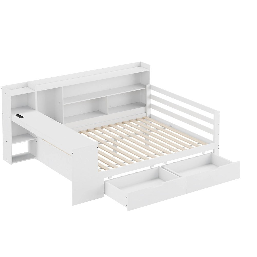 Letto a Soppalco con Scrivania in Legno Massello ¨C MINIMAL ¨C Bianco 140x200