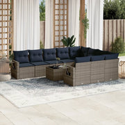 Set Divani da Giardino 11 pz con Cuscini Grigio in Polyrattan 3220700