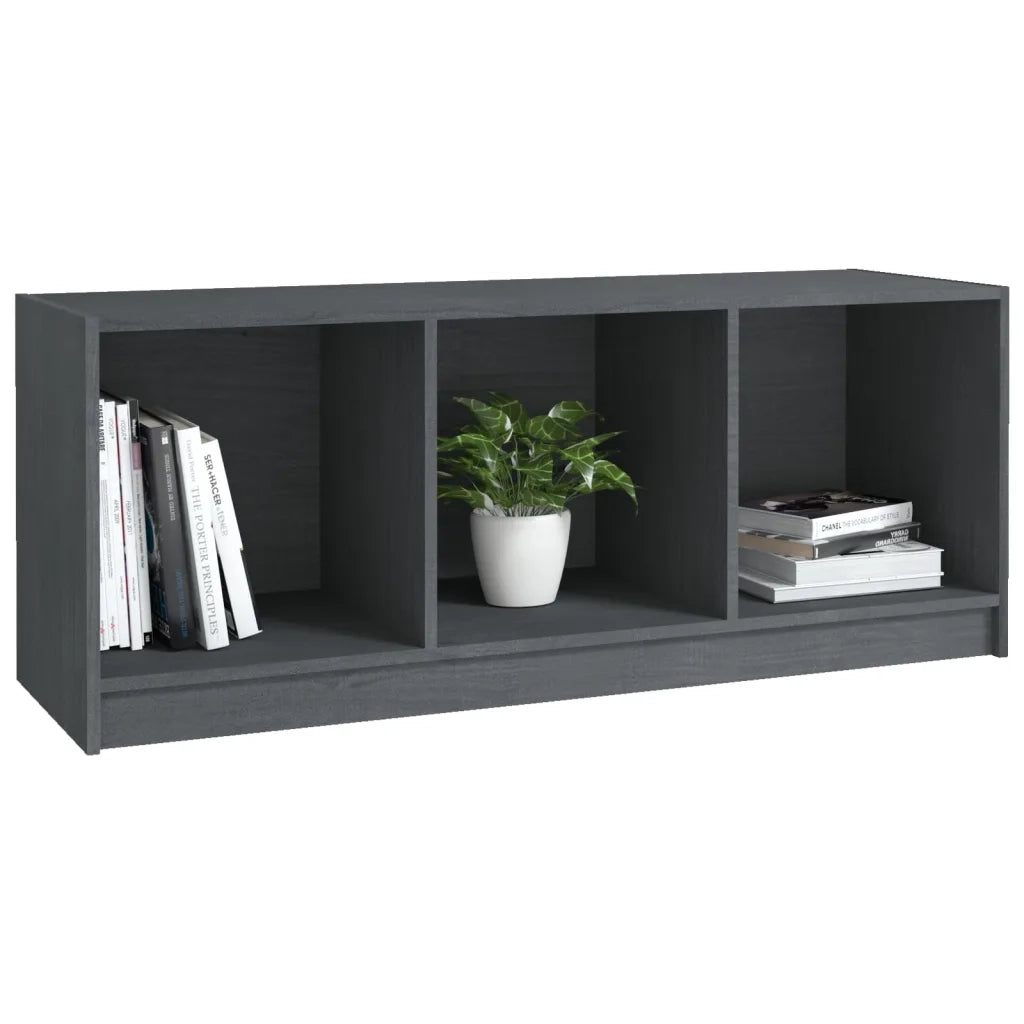 Mobile Porta TV Grigio 104x33x41 cm in Legno Massello di Pino 809962