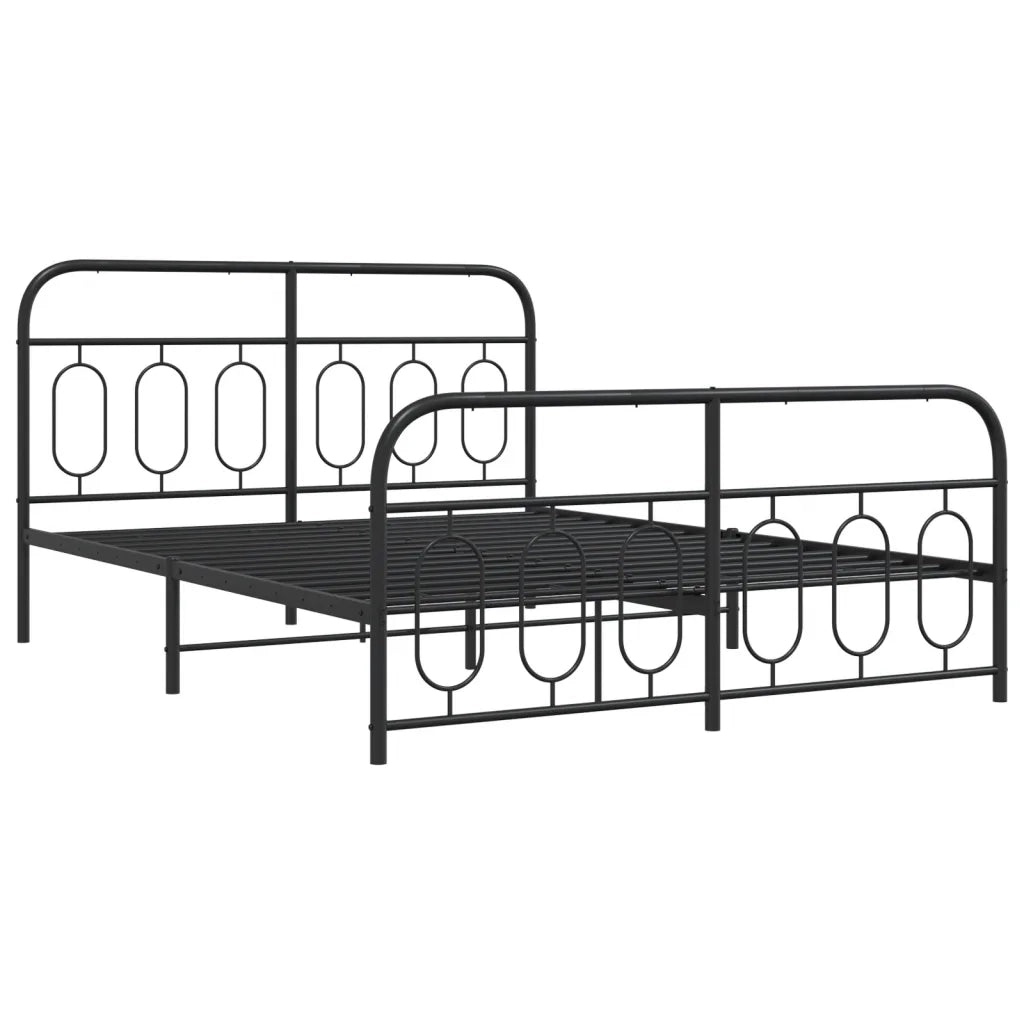 Giroletto con Testiera e Pediera Metallo Nero 140x190 cm