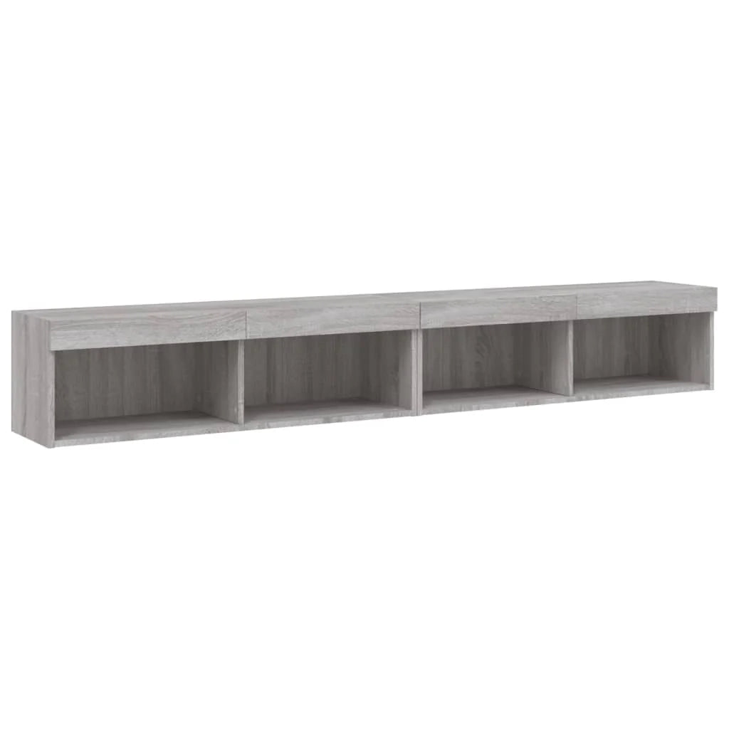 Mobile TV multimediale scaffale TV credenza mobile TV per sala da pranzo soggiorno camera da letto con luci LED 2 pezzi Sonoma 100 x 30 x 30 cm grigio 02_0028880
