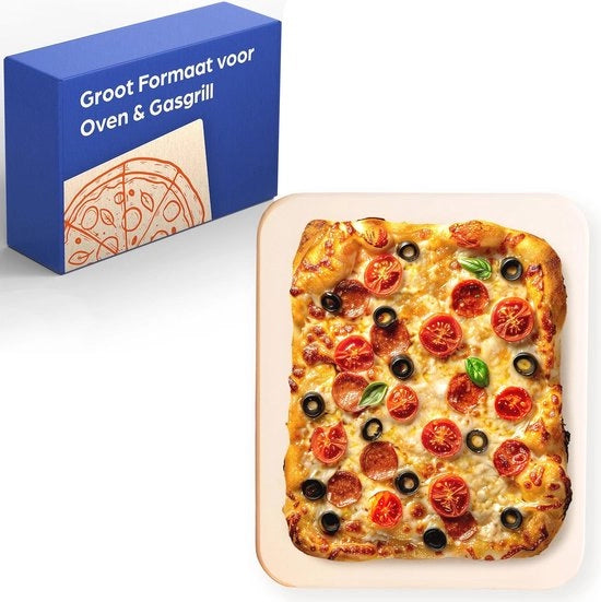Pietra per Pizza per Forno e Griglia a Gas - Base Croccante - Tavola Quadrata 38x31cm Pietra di Cordierite per Pizza fino a 900°C - Resistente al Calore.
