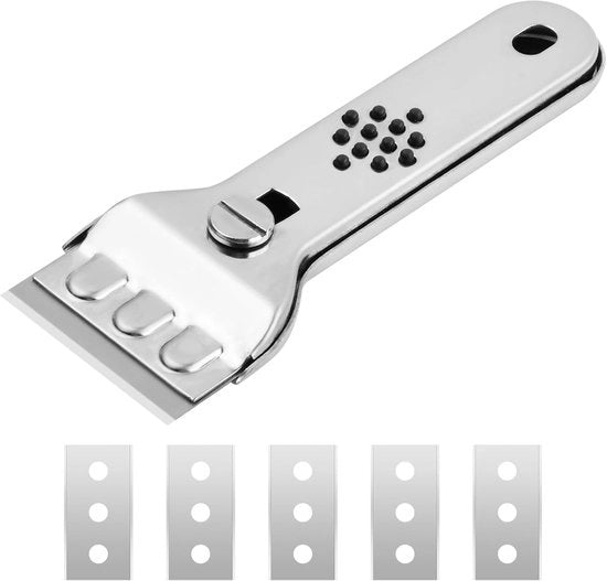 Schraper per piastre ceramica a 5 lame, schraper per piastre ceramica, schraper per piastre ceramica con protezione lamiera, schraper per pulizia con lame per rimuovere residui di vetro e ceramica.