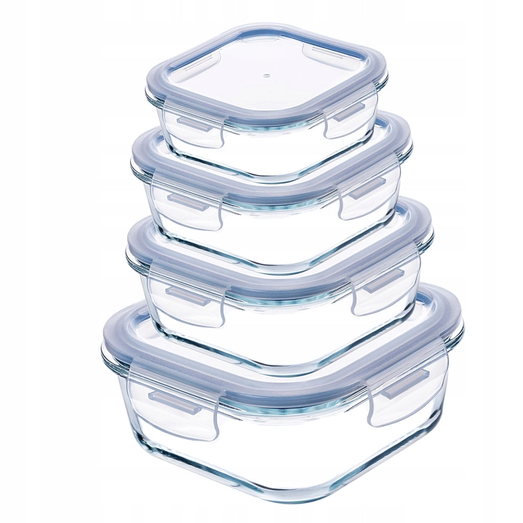 Set di contenitori per alimenti in vetro KADAX, contenitori in vetro con coperchio, portapranzo x4