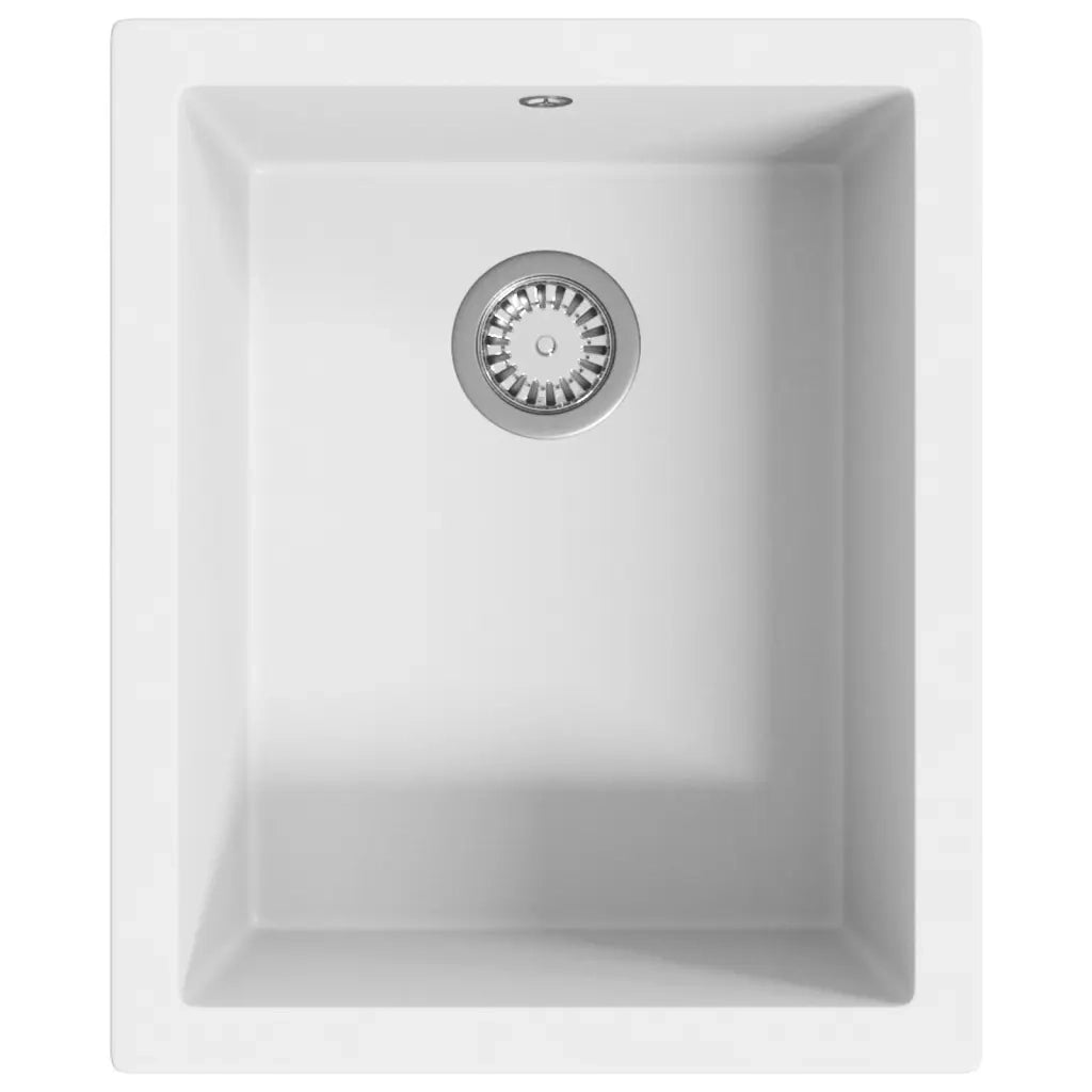 Lavello da Cucina con Foro Troppopieno-Lavandino-Lavabo Bianco in Granito 507845