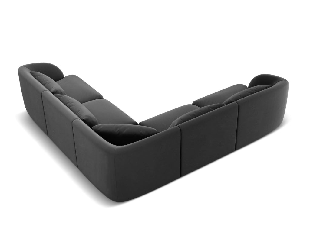 Cosmopolitan Design - Divano angolare reversibile "Tulum" 5 posti in velluto grigio 
