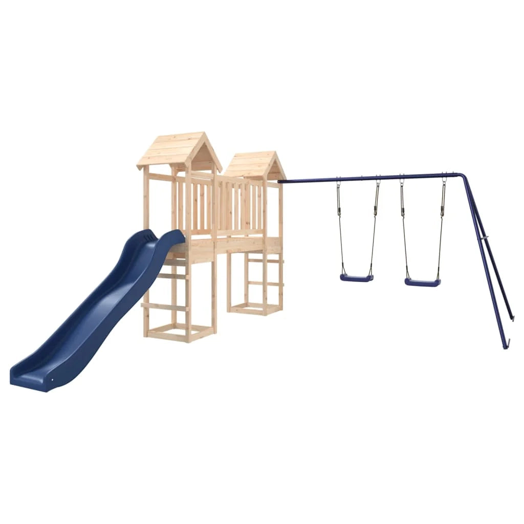 Altalene per parco giochi all'aperto scivolo altalene robuste giochi da giardino 308 x 393 x 194 cm legno di pino massiccio 02_0004982