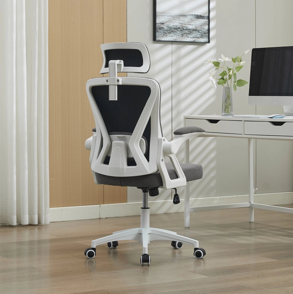 Sedia da ufficio ergonomica con schienale in rete grigia