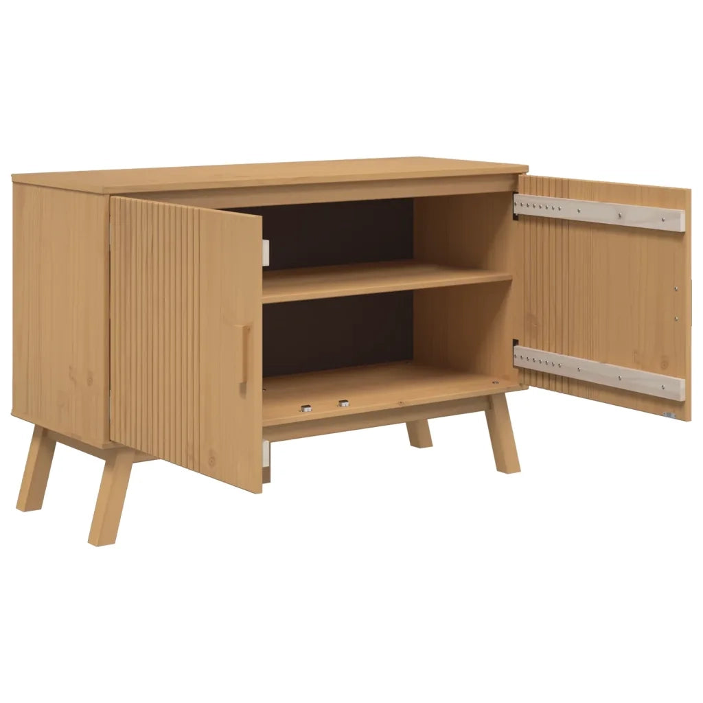 Credenza | Madia | Buffet da pranzo | Armadio da pranzo OLDEN Marrone 114x43x73,5 cm in Legno Massello di Pino