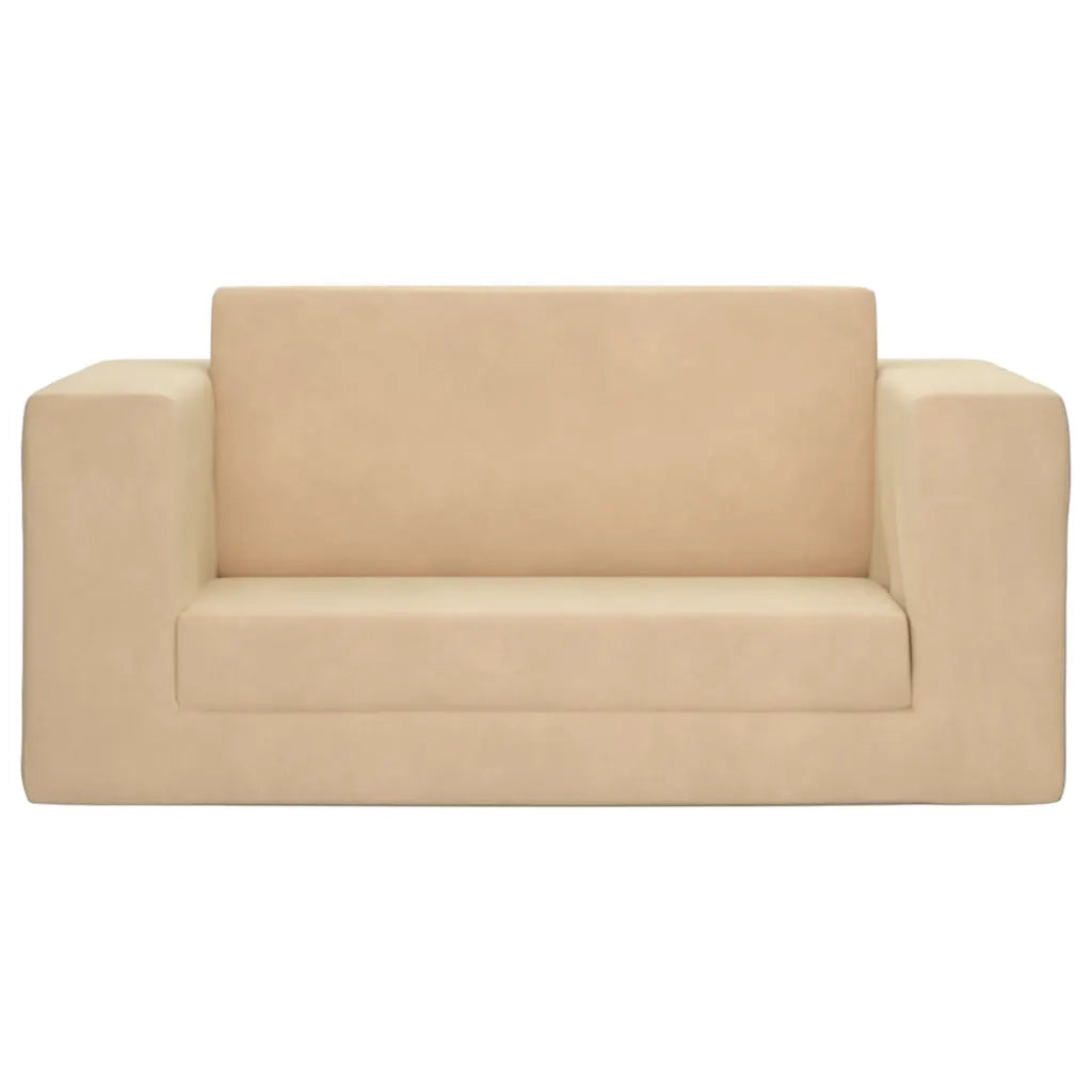 vidaXL Divano Letto per Bambini a 2 Posti Crema in Morbido Peluche