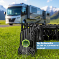 Supporto per tubi acqua di scarico camper caravan e roulotte 4,5 m, estensibile per tubazioni fino a Ø 94 mm, per smaltimento acque nere e grigie in campeggio