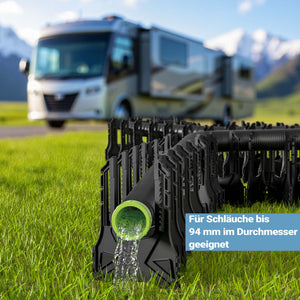 Supporto per tubi acqua di scarico camper caravan e roulotte 4,5 m, estensibile per tubazioni fino a Ø 94 mm, per smaltimento acque nere e grigie in campeggio