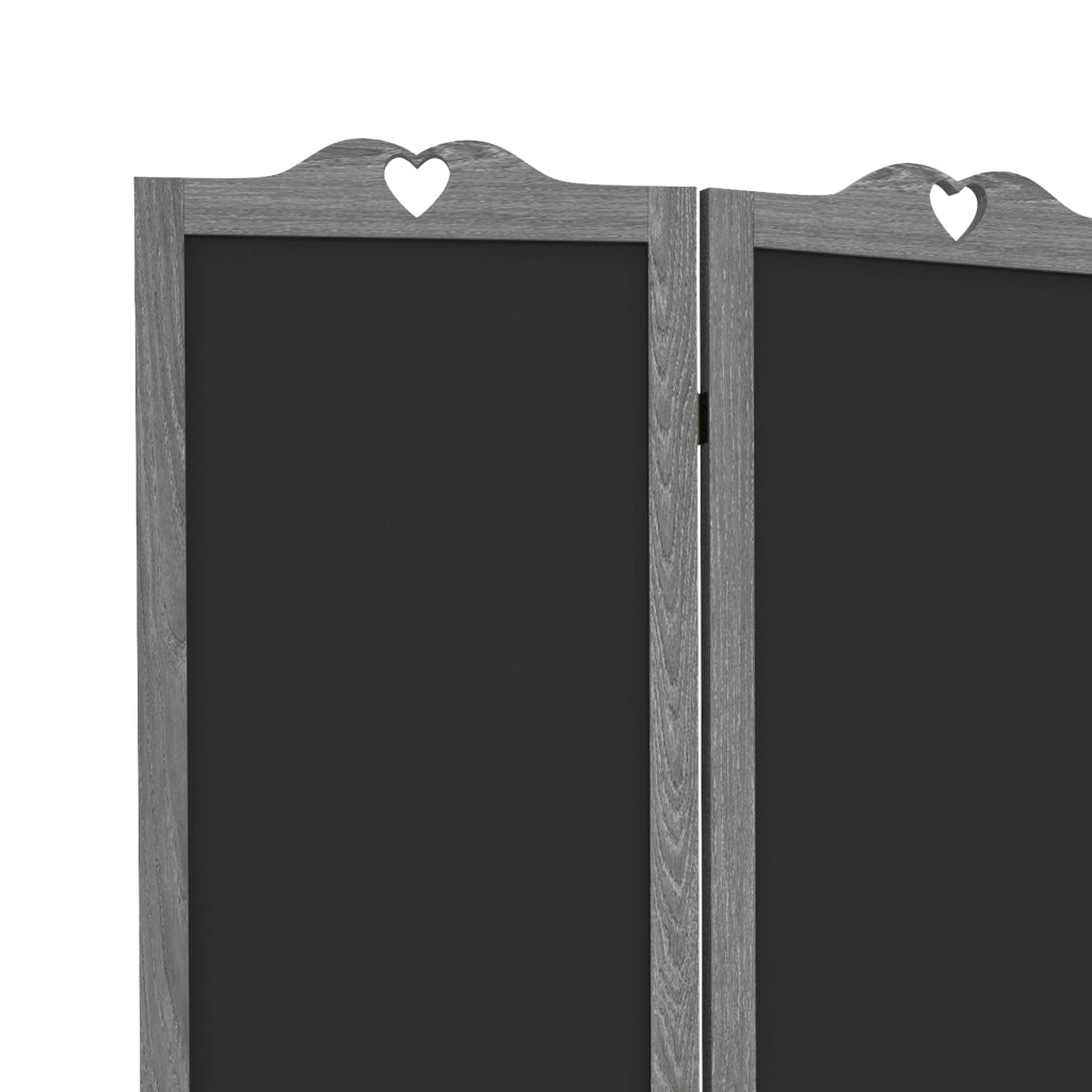 Biombo Separatore Pieghevole 4 Pannelli Legno con Lavagna ¨C Zephmum ¨C 162x172 cm Grigio
