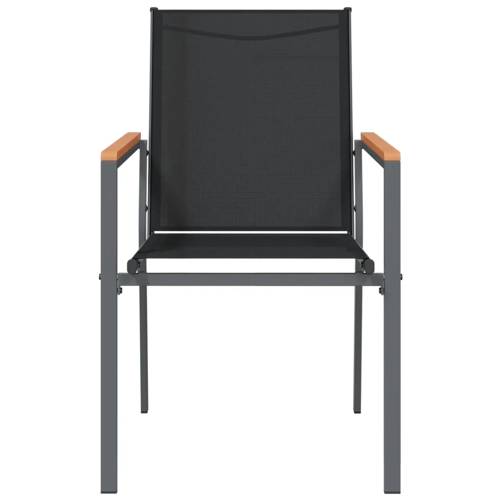 Sedie da Giardino 2 pz Nere 55x61,5x90 cm Textilene e Acciaio 364099
