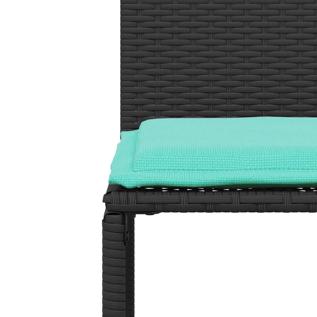 Set da pranzo da giardino da 7 pz con Cuscini in Polyrattan Nero 369017