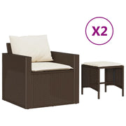 Set Divano da Giardino 4 pz | Set Salotto da Giardino con Cuscini Marrone in Polyrattan