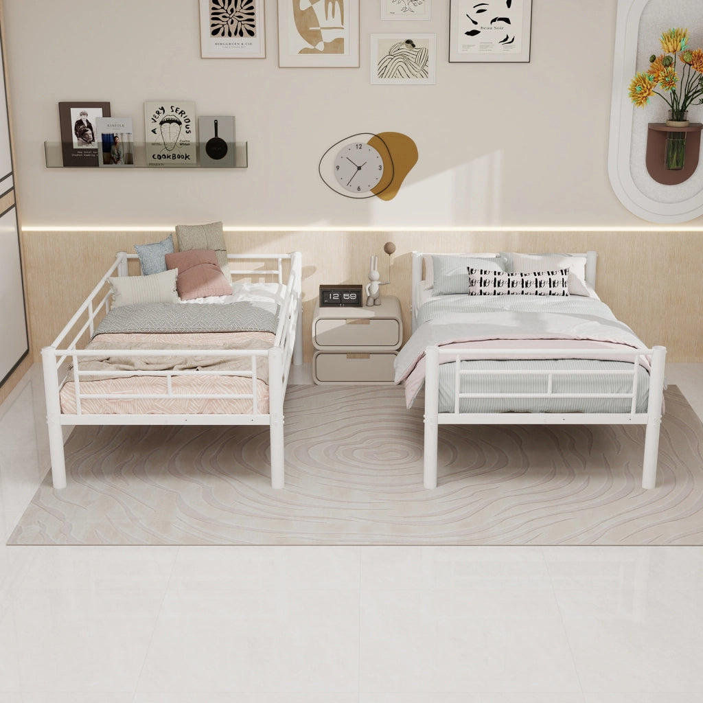 Letto a castello funzionale in ferro bianco 97x196 cm