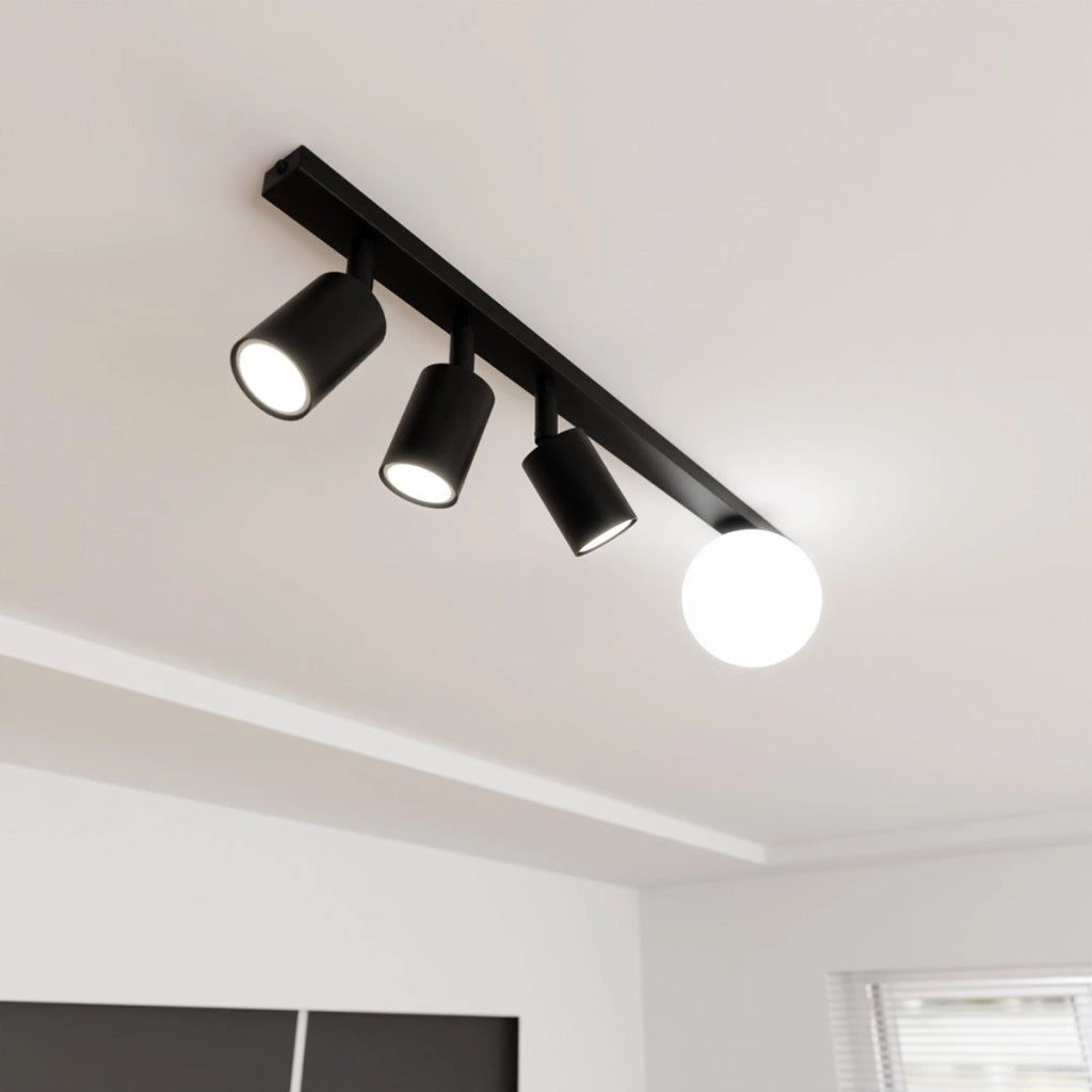 Lampada a sospensione Baster in acciaio nero opaco e vetro